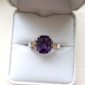 Sterling Silver & 14k Yellow Gold Amethyst Ring